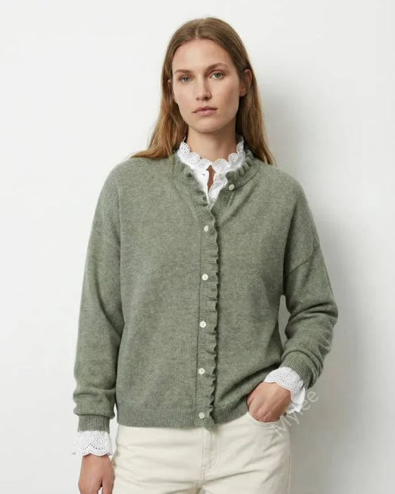 Knit Cardigan with Ruffle Detail in Various Colours