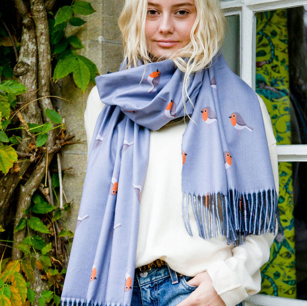 Silky Robin print scarf - The Forest & Co.