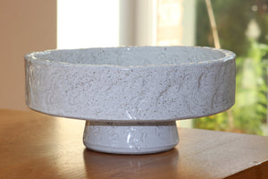 White Textured Footed Bowl