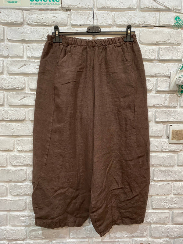 Linen pants 669057 100% LINEN: Choco