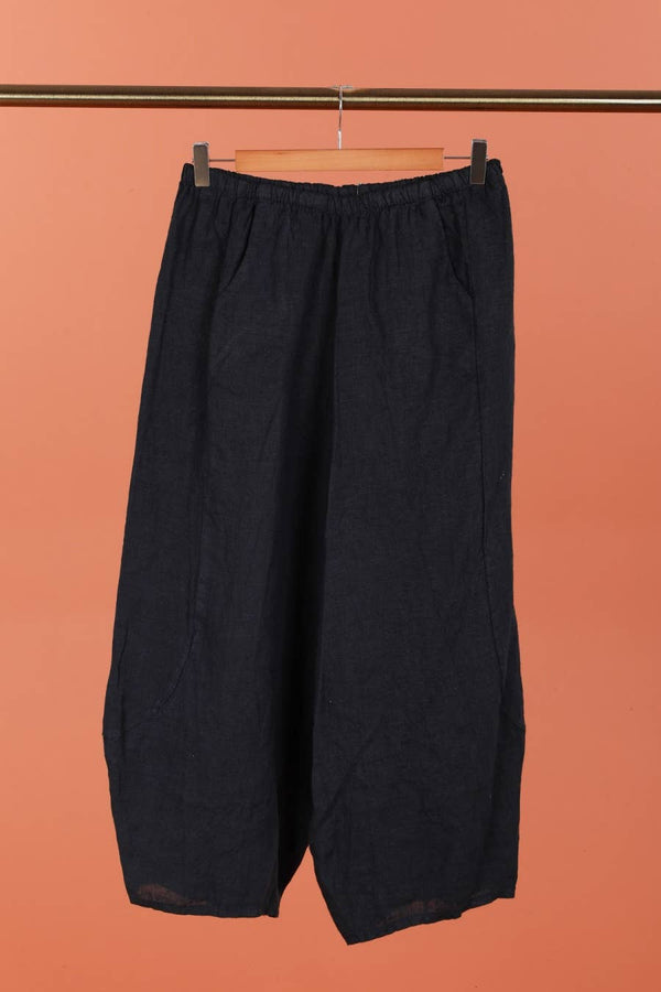 Linen pants 669057 100% LINEN: Black