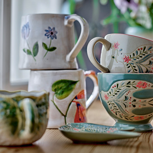 Hand Painted Stoneware Bird Mug