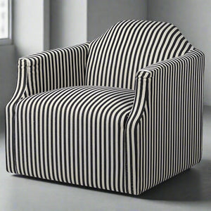 Candy black and white Striped Swivel Chair on white background