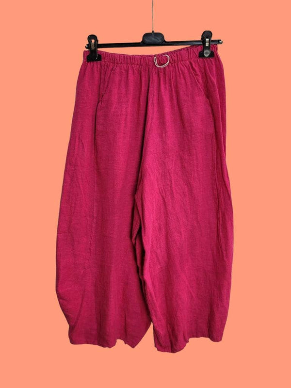 Linen pants 669057 100% LINEN: Fuxia