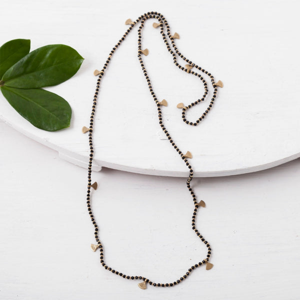 Beaded Brass Fan Necklace In A Personalised Gift Box