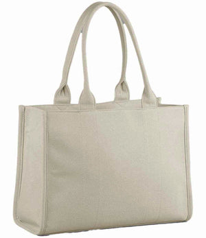 plain cream tote bag on white background