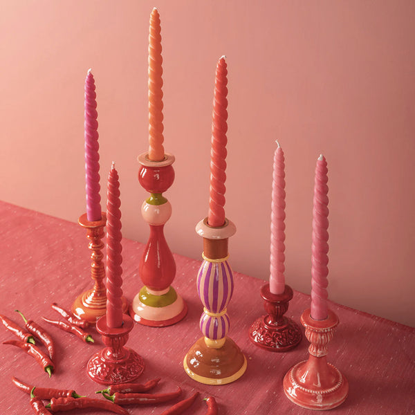 Set of Six Sunrise Twisted Dinner Candles