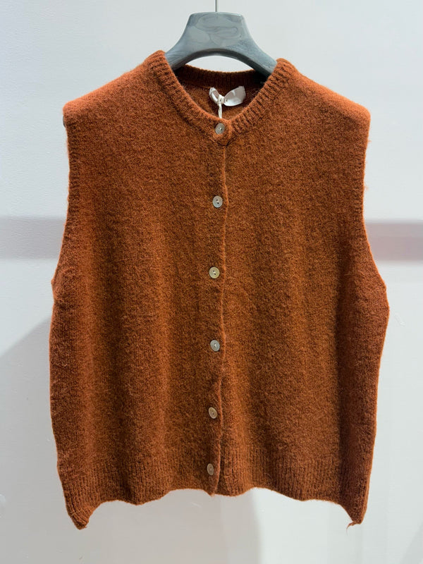 Rust Mohair Blend Knitted Vest