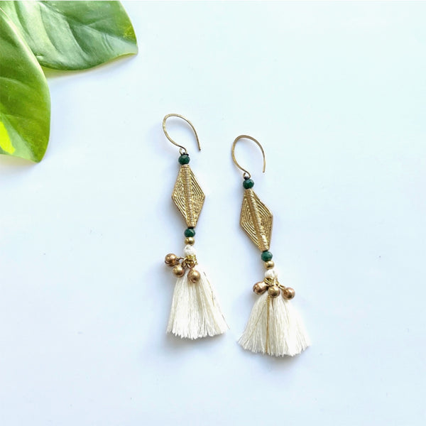 Brass Beaded Tassel Bell Earring In A Personalised Gift Box