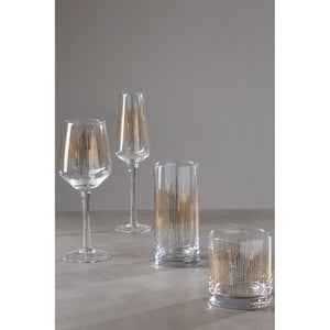 Glassware with a Gold Vertical Stripe Detail