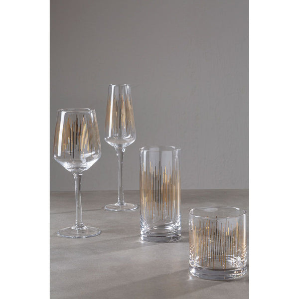 Glassware with a Gold Vertical Stripe Detail