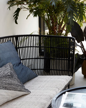 Black Weaved Rattan Daybed / Sofa