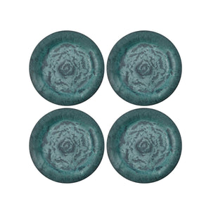 Set of Four Emerald Marbled Dinner Plates