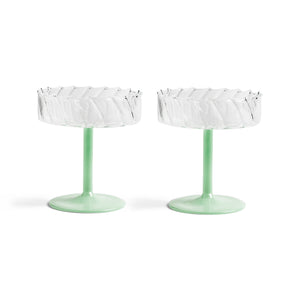 Set Of Two Mint Twirl Champagne Coupes