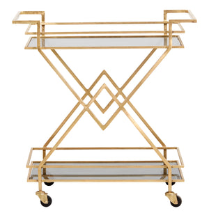Golden And Black Glassed Drinks Trolley