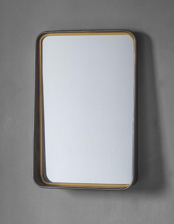 Metal And Gold Wall Mirror With Shelf