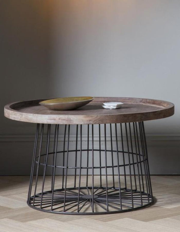 Menzies Wood And Metal Wire Circular Coffee Table