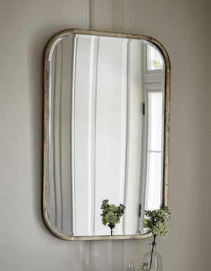 Logan Antiqued Silver Slim Rectangle Mirror