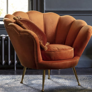 Rivello Burnt Orange Velvet Oyster Chair