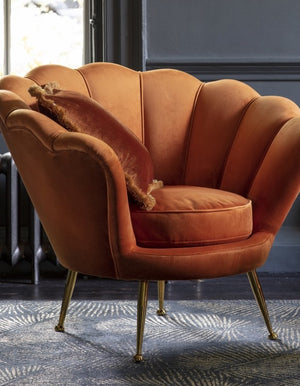 Rivello Burnt Orange Velvet Oyster Chair