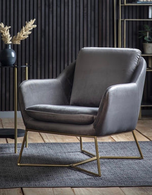 Soft Grey Velvet Armchair