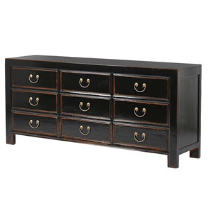 Blackened 9 Drawer Sideboard with gold handles