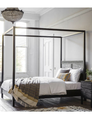 Black Boho Four Poster 5' Bed
