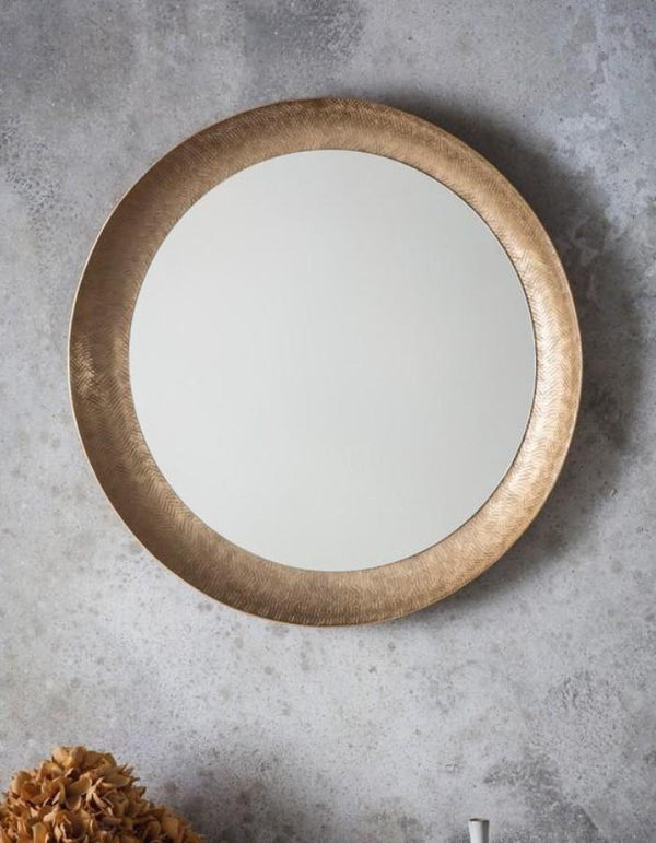 Circular Etched Matt Gold Mirror