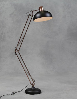 Copper And Matt Black Angled Floor Lamp