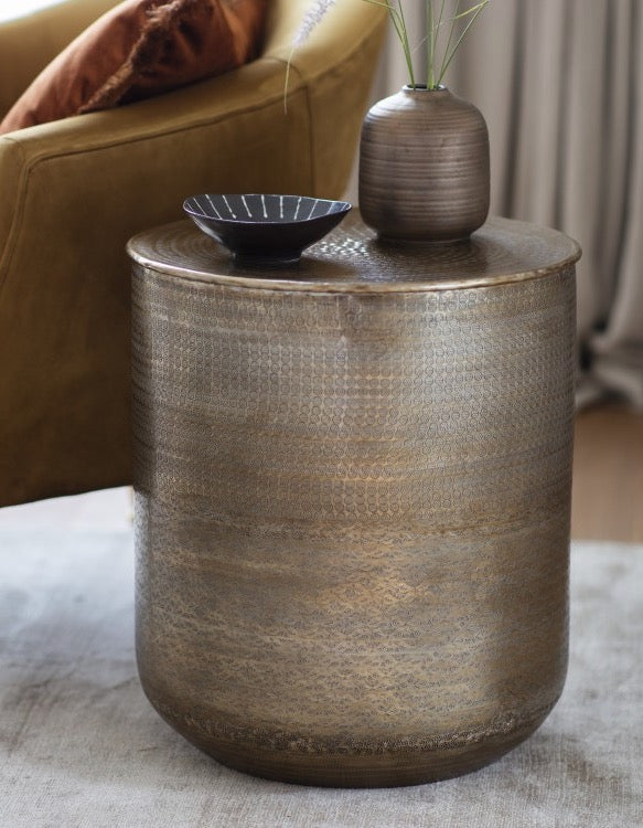 Etched Copper Side Table or Stool
