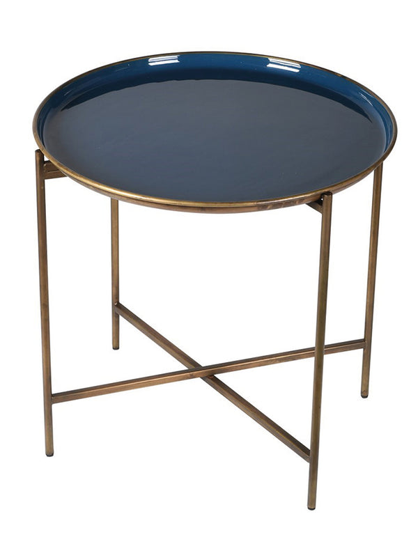 Antique gold and blue enamel tray table