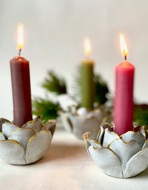 Gold Edged Ceramic Petal Candlestick