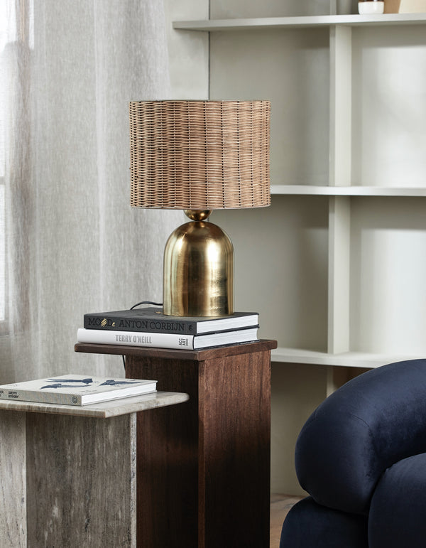 Golden And Cane Domed Lamp