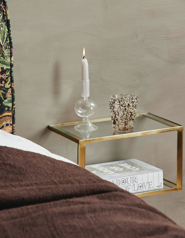 Golden and Glass Boxed Wall Shelf