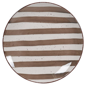 Set of 4 Hand Painted Textural Stripe Dinner Plates
