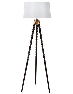 Wooden Spindle Tripod Lamp with Shade