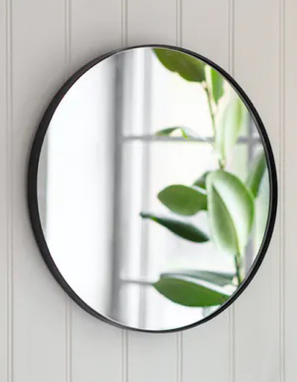 Black Steel Circular Wall Mirror