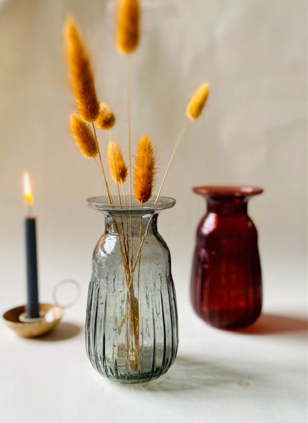 Ridged Glass Hyacinth Vase