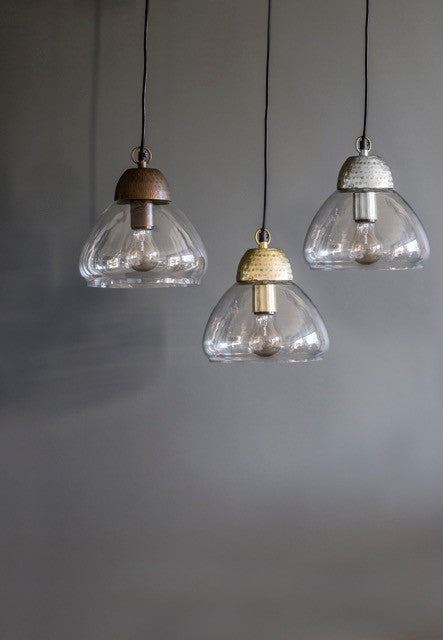 Etched Metal & Glass Pendant Lights