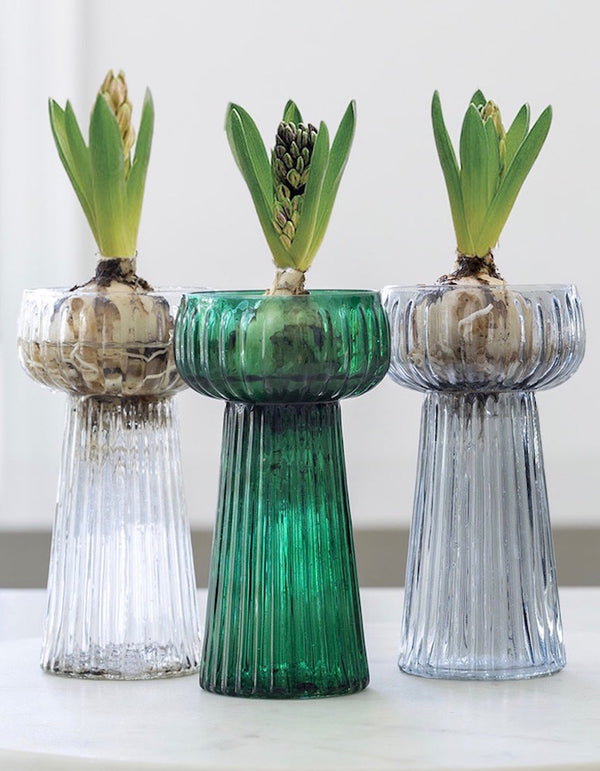 Vibrant Green Ribbed Hyacinth Vase
