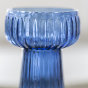 Vibrant Blue Ribbed Hyacinth Vase