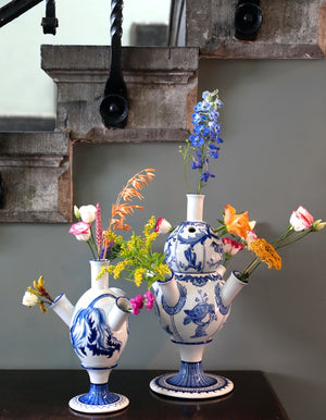 Anouk Porcelain Blue And White Tulip Vase
