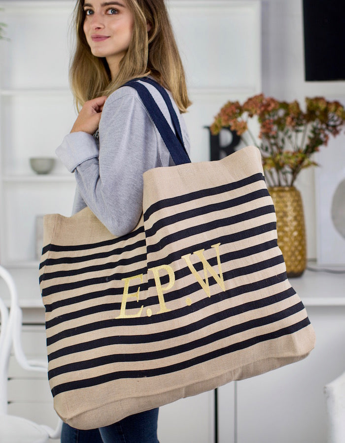 Personalised Natural And Jute Extra Large Beach Bag