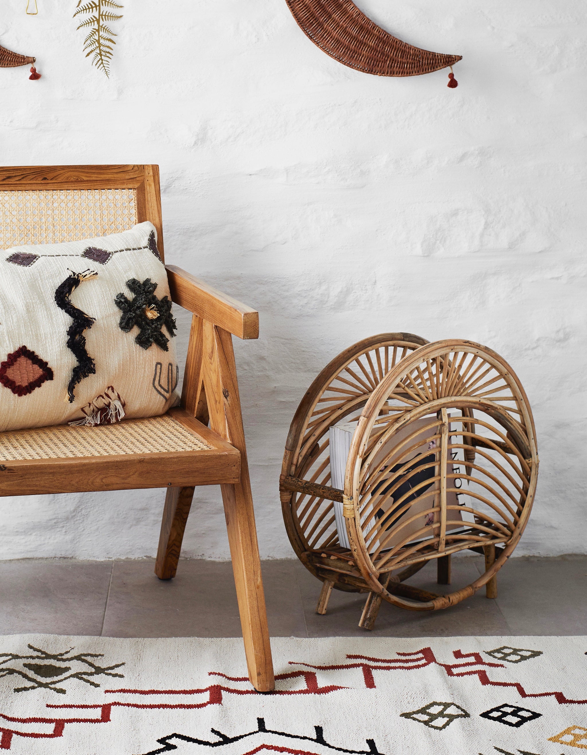 Naturally Rack Small Round Round Rattan Magazine Rack - The Forest & Co.