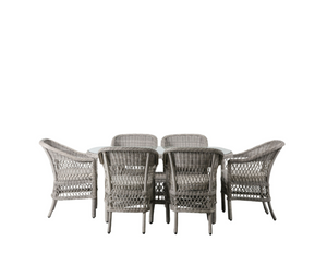 Woven Oval 6 Seater Garden Table Dining Set
