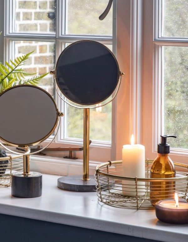 Black Marble And Gold Tall Stand Vanity Mirror