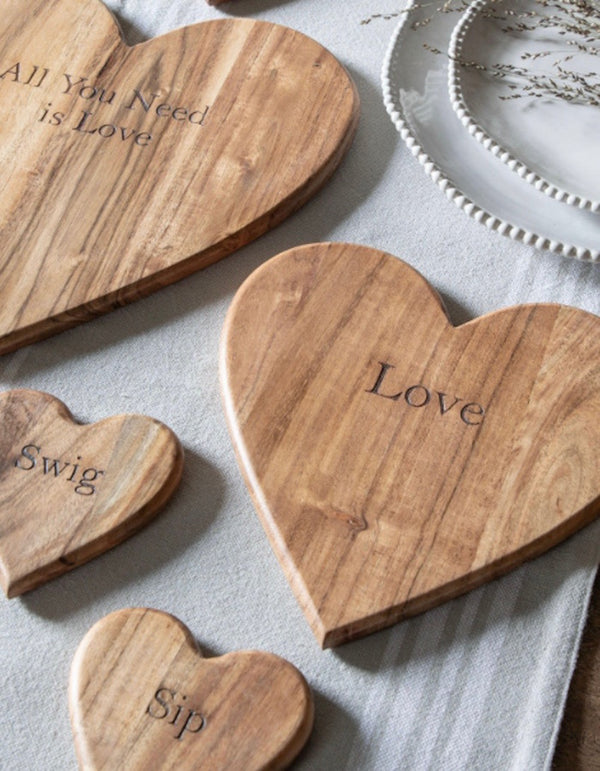 Acacia Wood Love Quote Chopping Board