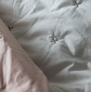 Sliver & White Cotton Stitch Bedspread