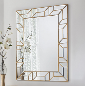 Large Rectangle Gold And Bevelled Mirror