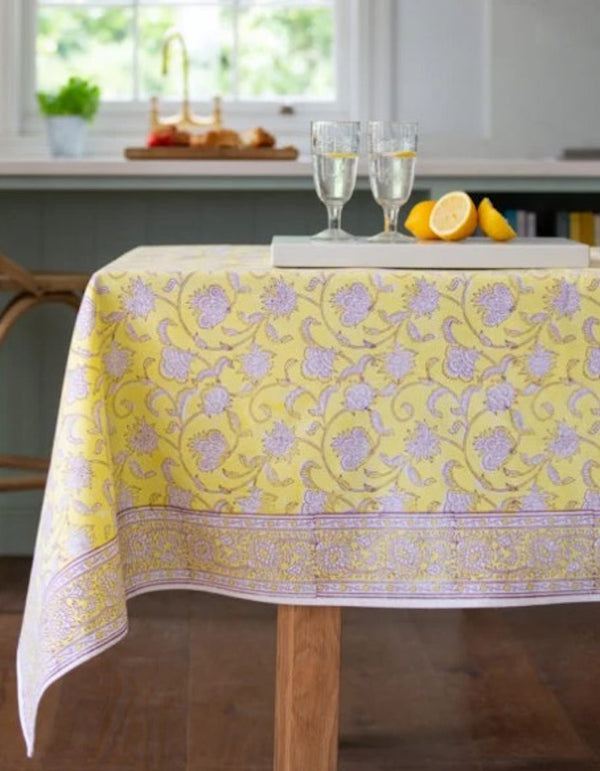 Lemon Berry Cotton Hand Block Tablecloth